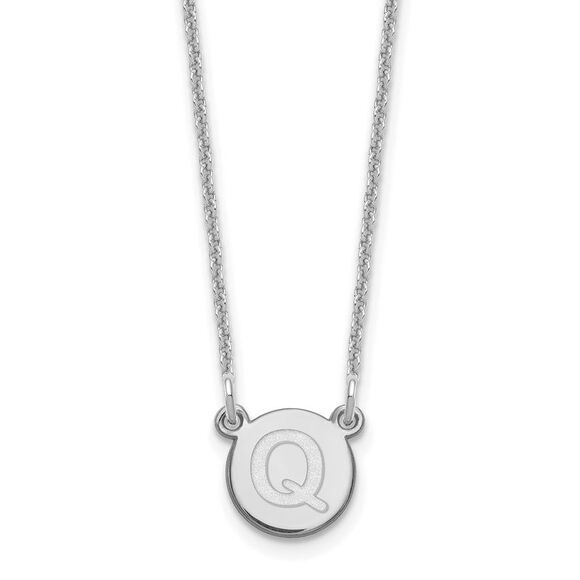Kazi Luxury 14k White Gold Tiny Circle Block Letter Q Initial Necklace - Picture 1 of 2